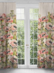 Voyage Maison Sweetpea Papavera Floral Pencil Pleat Curtains - Image 1 of 1