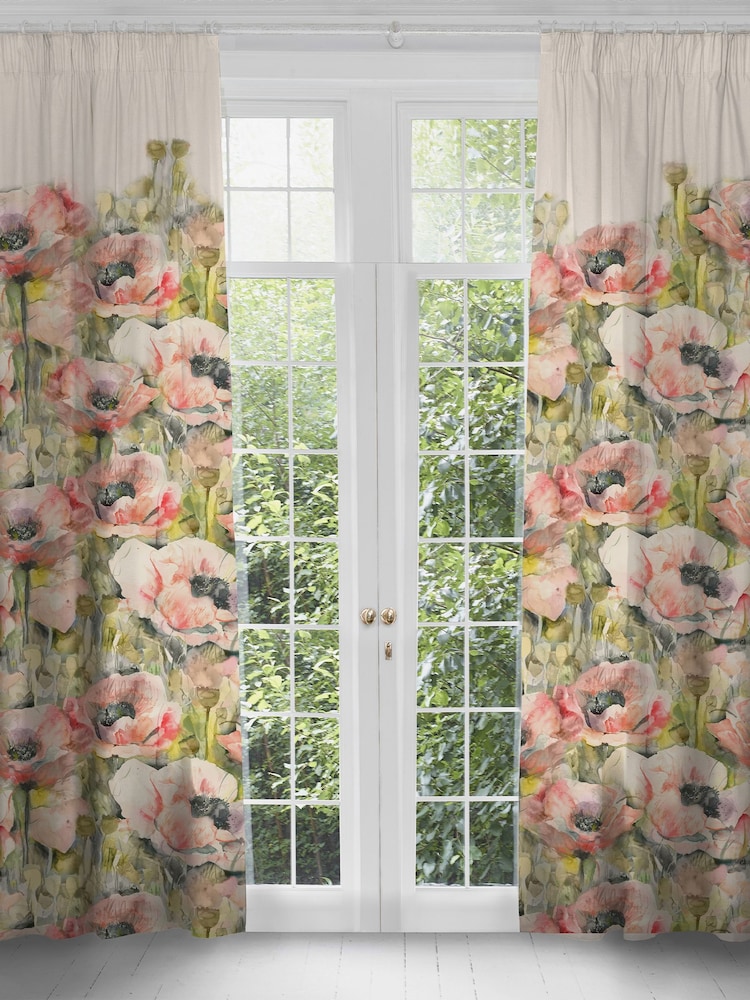 Voyage Maison Sweetpea Papavera Floral Pencil Pleat Curtains - Image 1 of 1