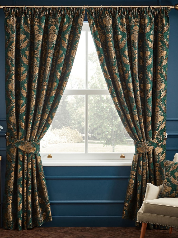 Paoletti Shiraz Danmask Jacquard Pencil Pleat Pencil Pleat Curtains - Bild 1 von 1 Paoletti Shiraz Danmask Jacquard Pencil Pleat Pencil Pleat Curtains - Bild 1 von 1