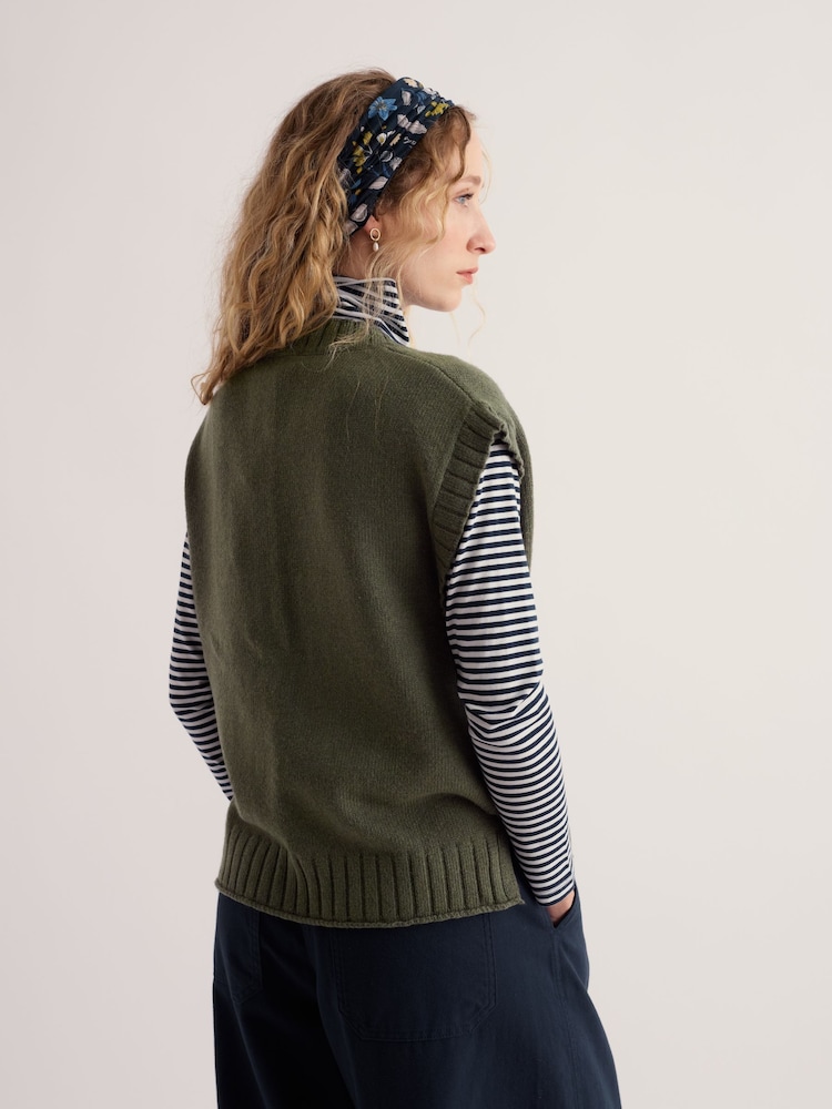 Seasalt Cornwall Green Fistral Knitted Vest - Image 2 of 5 Seasalt Cornwall Green Fistral Knitted Vest - Image 2 of 5
