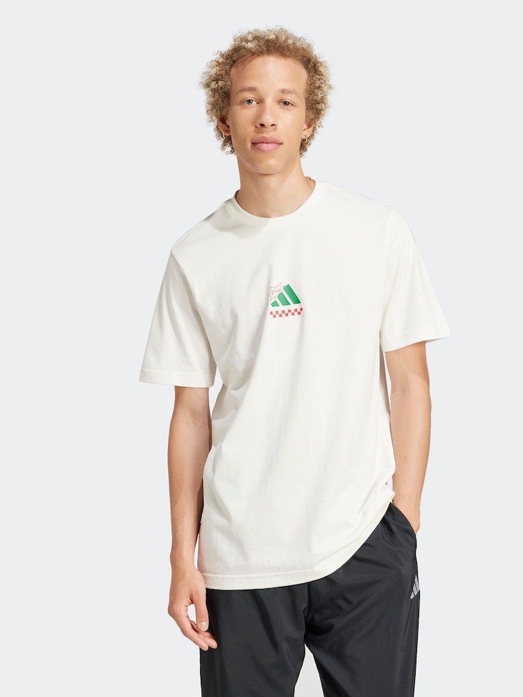 adidas White Lounge Pizza 100% Cotton Graphic T-Shirt - Image 1 of 6