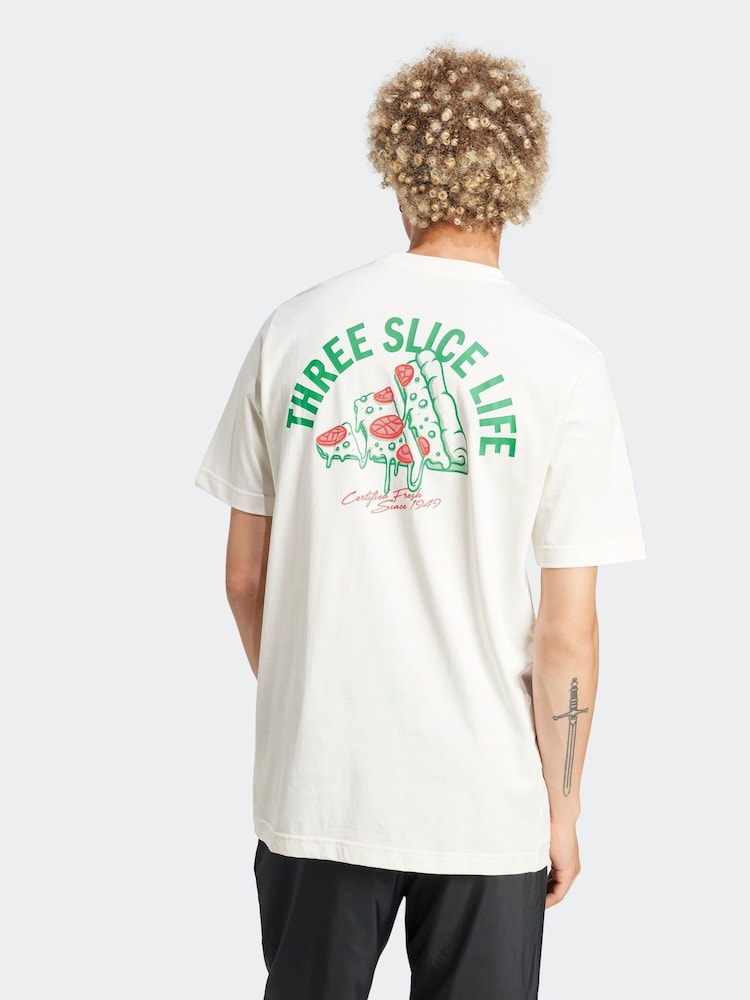 adidas White Lounge Pizza 100% Cotton Graphic T-Shirt - Image 2 of 6