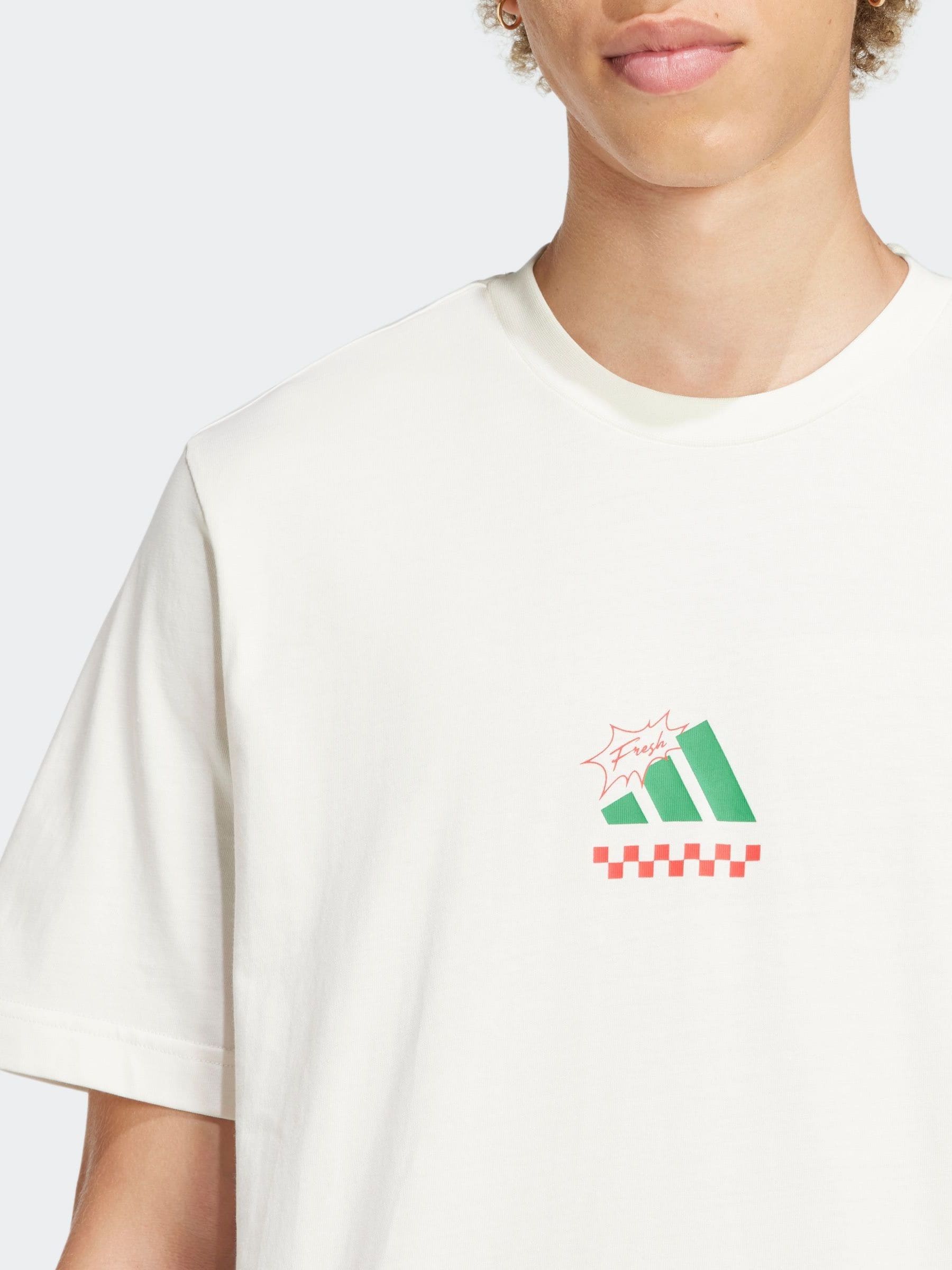 Buy adidas White Lounge Pizza 100% Cotton Graphic T-Shirt