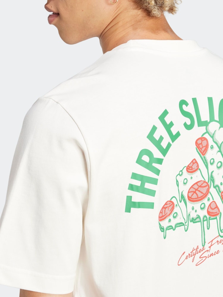 adidas White Lounge Pizza 100% Cotton Graphic T-Shirt - Image 5 of 6
