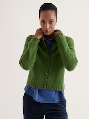 Seasalt Cornwall Green Dawson Pick Cardigan Made With Merino - Image 2 of 5