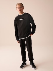 Black Graphic Crew and Joggers Set (3-16yrs) - Image 1 of 8