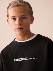 Black Graphic Crew and Joggers Set (3-16yrs) - Image 3 of 8