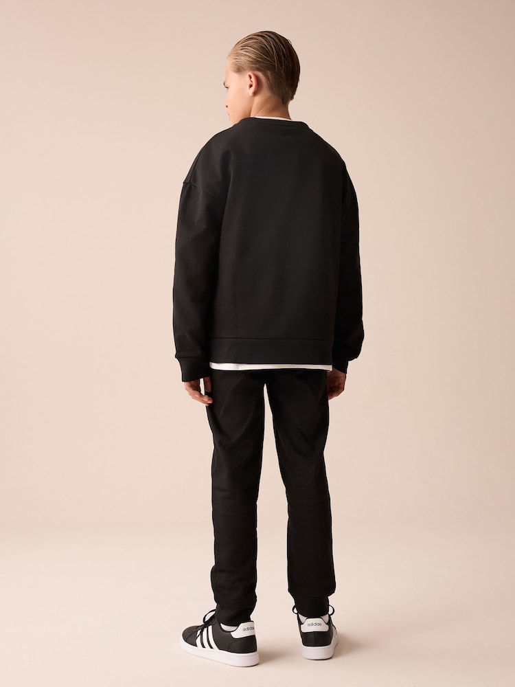 Black Graphic Crew and Joggers Set (3-16yrs) - Image 4 of 8