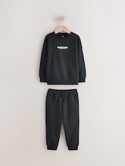 Black Graphic Crew and Joggers Set (3-16yrs) - Image 5 of 8