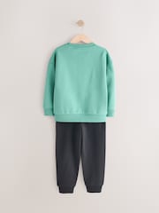 Green/Black Sub5cribe Graphic Crew and Joggers Set (3-16yrs) - Image 3 of 5