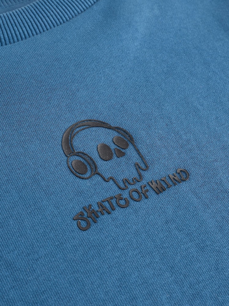 Blue Skull Graphic Crew and Joggers Set (3-16yrs) - Image 4 of 4