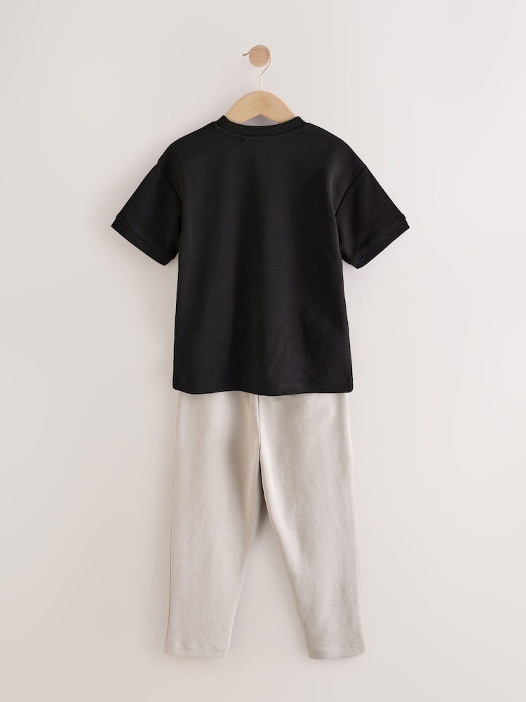 Black/Brown Short Sleeve T-Shirt and Joggers Set (3-16yrs) - Image 2 of 5