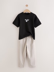Black/Brown Short Sleeve T-Shirt and Joggers Set (3-16yrs) - Image 3 of 5