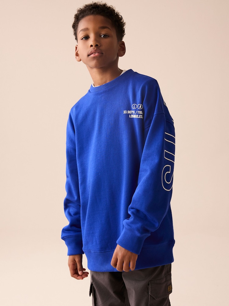 Cobalt Blue Subscribe Back Print Crew Neck Sweatshirt (3-16yrs) - Image 2 of 9