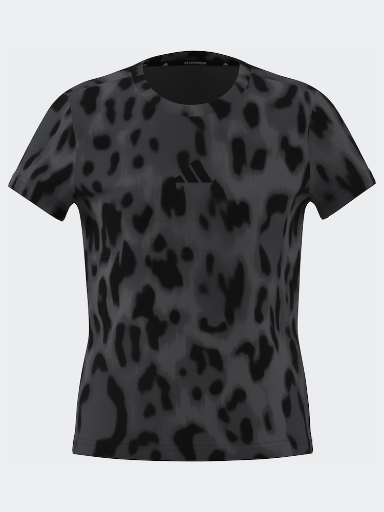 adidas Grey Future Icons Allover Print T-Shirt - Image 1 of 3