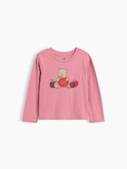 Gap Pink Brannan Bear Graphic Long Sleeve T-Shirt (6mths-5yrs) - Image 1 of 2