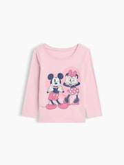 Gap Pink Mickey and Minnie Mouse Disney Graphic Long Sleeve T-Shirt (6mths-5yrs) - Image 1 of 3