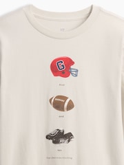 Gap Cream American Football Graphic Long Sleeve T-Shirt (4-13yrs) - Image 3 of 3