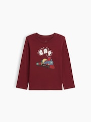 Gap Burgundy Train Graphic Long Sleeve T-Shirt (6mths-5yrs) - Image 1 of 3