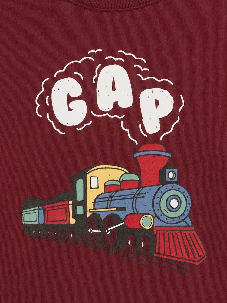 Gap Burgundy Train Graphic Long Sleeve T-Shirt (6mths-5yrs) - Image 3 of 3