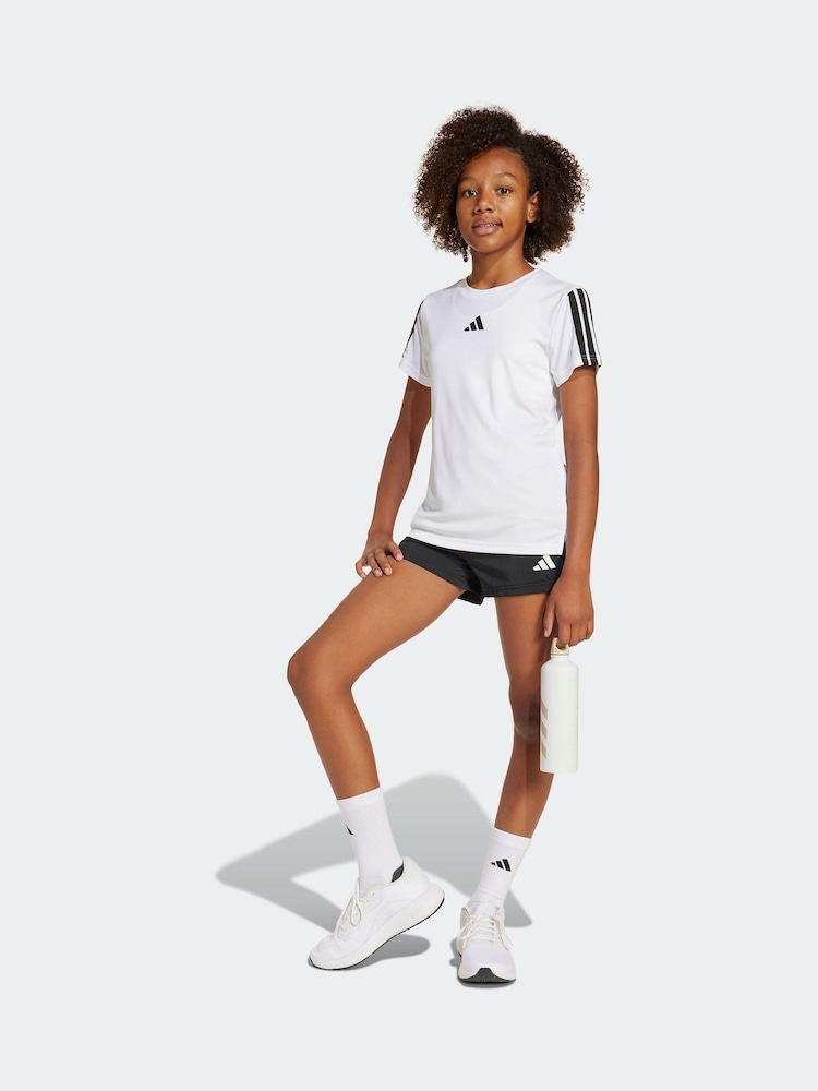 adidas White Train Essentials 3 Stripe T-Shirt - Image 3 of 5