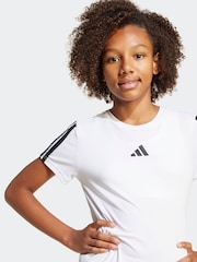 adidas White Train Essentials 3 Stripe T-Shirt - Image 4 of 5