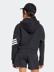 adidas Black Future Icons 3 Stripe Full Zip Hoodie - Image 2 of 6