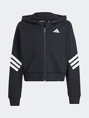 adidas Black Future Icons 3 Stripe Full Zip Hoodie - Image 6 of 6