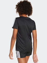 adidas Black Train Essentials 3 Stripe T-Shirt - Image 2 of 6