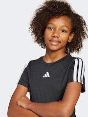 adidas Black Train Essentials 3 Stripe T-Shirt - Image 4 of 6