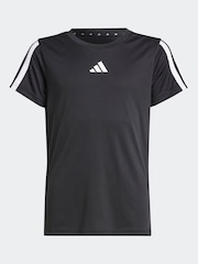 adidas Black Train Essentials 3 Stripe T-Shirt - Image 6 of 6