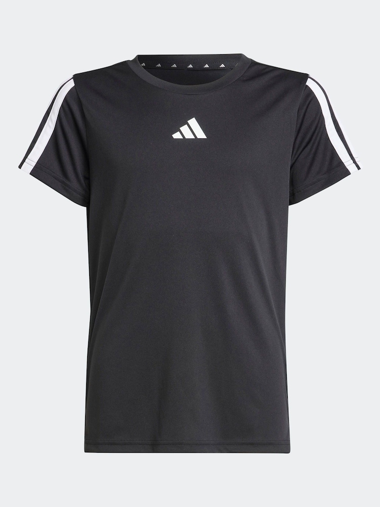 adidas Black Train Essentials 3 Stripe T-Shirt - Image 6 of 6