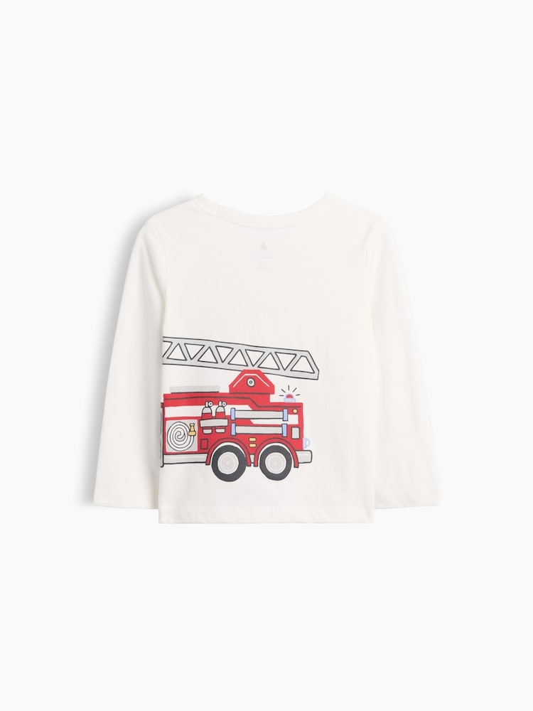 Gap White Fire Engine Graphic Long Sleeve T-Shirt (6mths-5yrs) - Image 2 of 2 Gap White Fire Engine Graphic Long Sleeve T-Shirt (6mths-5yrs) - Image 2 of 2