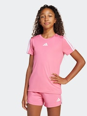 adidas Pink Train Essentials 3 Stripe T-Shirt - Image 1 of 6