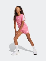 adidas Pink Train Essentials 3 Stripe T-Shirt - Image 3 of 6