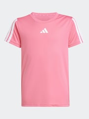 adidas Pink Train Essentials 3 Stripe T-Shirt - Image 6 of 6
