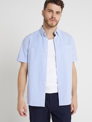 River Island Blue Short Sleeve Laundered Oxford Shirt - Image 1 of 4