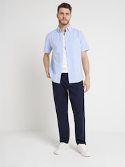 River Island Blue Short Sleeve Laundered Oxford Shirt - Image 3 of 4