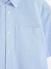 River Island Blue Short Sleeve Laundered Oxford Shirt - Image 4 of 4