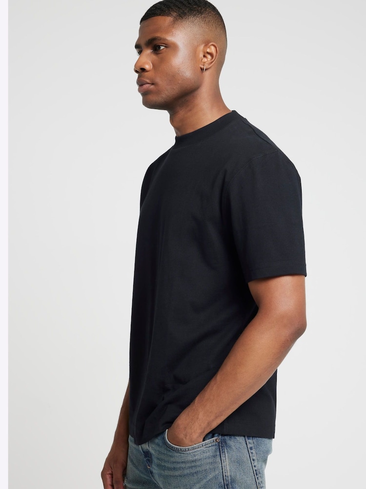 River Island Black Regular Fit Studio 100% Cotton T-Shirt - Image 2 of 3
