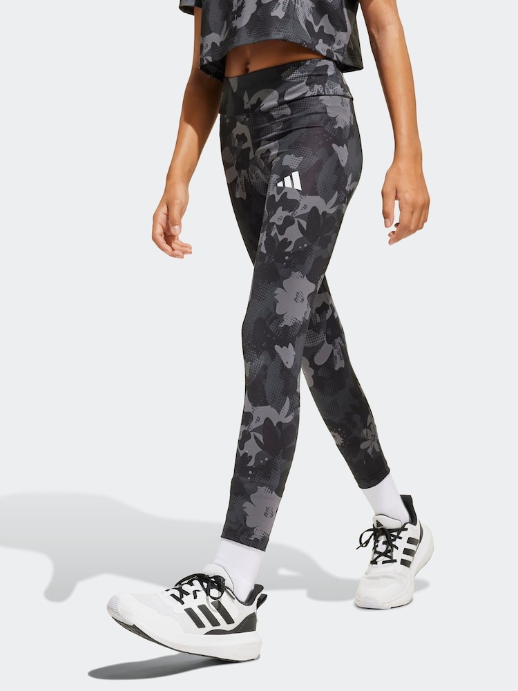 adidas Grey Train Essentials Flower Print Leggings - Image 1 of 6