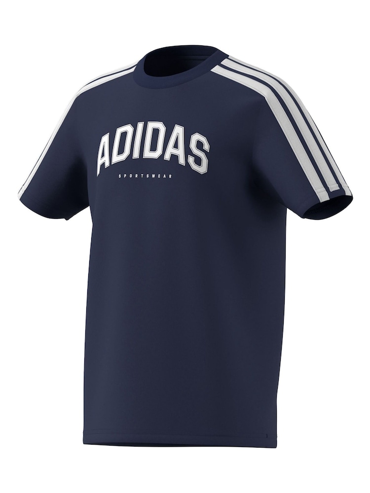 Azul - Camiseta 100% algodón universitaria de adidas - Imagen 2 de 7