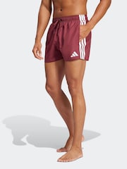 adidas Red 3-Stripes Swim Shorts - Image 1 of 6