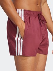 adidas Red 3-Stripes Swim Shorts - Image 5 of 6