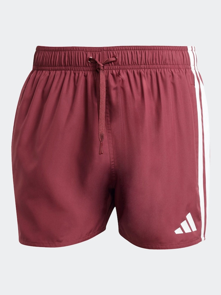 adidas Red 3-Stripes Swim Shorts - Image 6 of 6