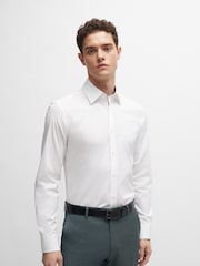 BOSS White Slim-Fit Easy-Iron Stretch-Cotton Poplin Shirt - Image 1 of 6