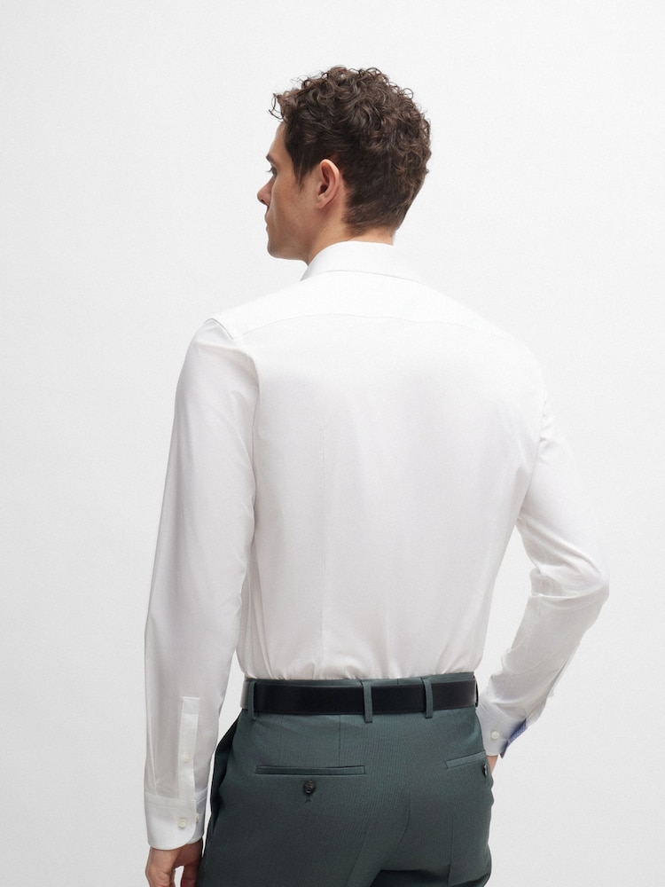 BOSS White Slim-Fit Easy-Iron Stretch-Cotton Poplin Shirt - Image 2 of 6