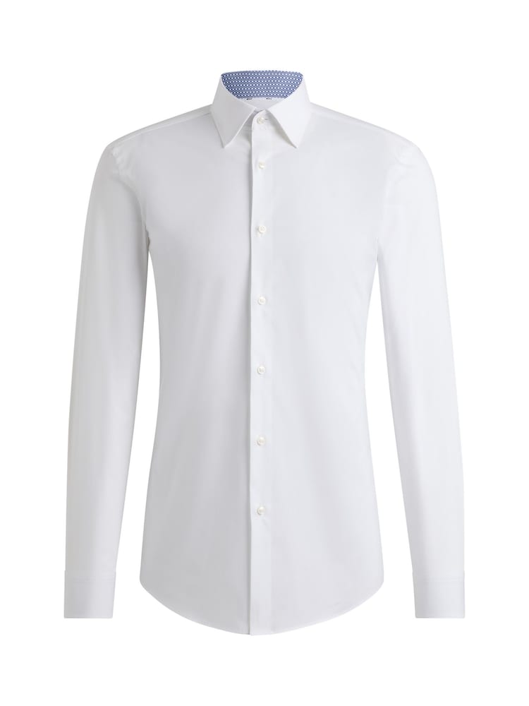 BOSS White Slim-Fit Easy-Iron Stretch-Cotton Poplin Shirt - Image 6 of 6