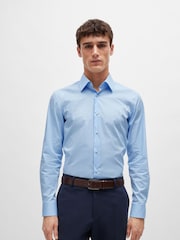BOSS Blue Slim-Fit Easy-Iron Stretch-Cotton Poplin Shirt - Image 1 of 4