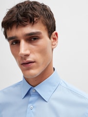 BOSS Blue Slim-Fit Easy-Iron Stretch-Cotton Poplin Shirt - Image 2 of 4
